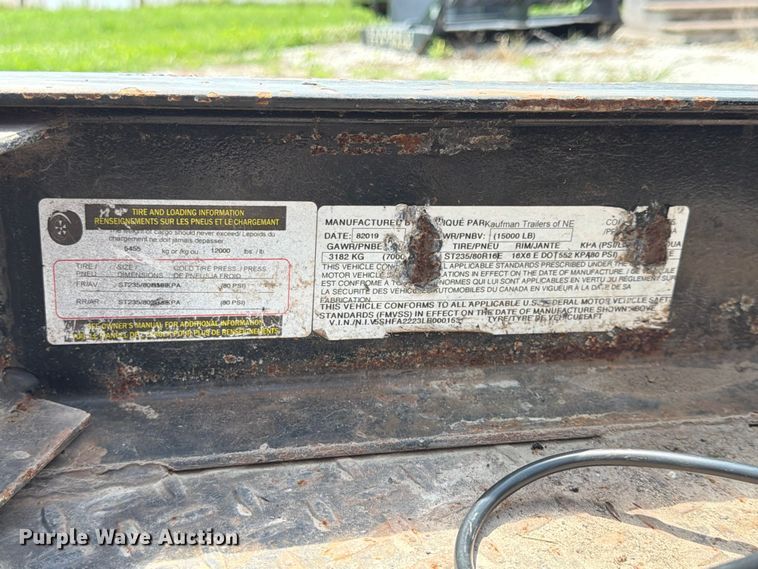 image for item FB5826 2020 Kaufman Trailers Of Ne, Inc. tilt deck equipment trailer