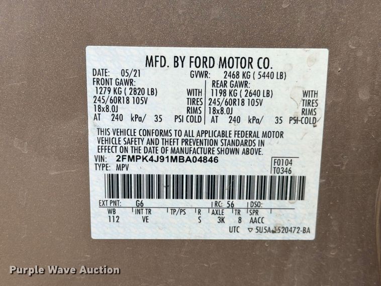 image for item FB8283 2021 Ford Edge SEL SUV