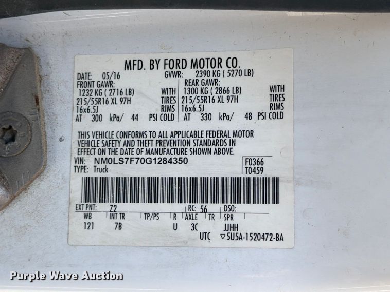 image for item FB8284 2016 Ford Transit Connect van