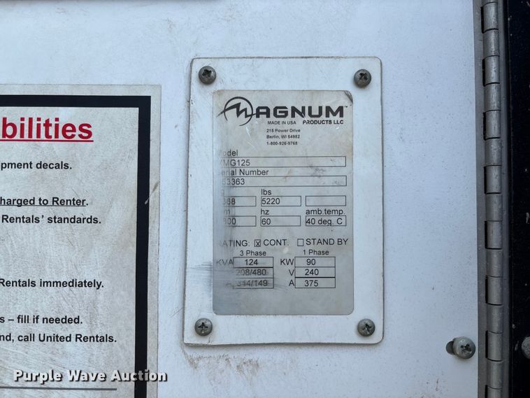 image for item FC1939 Magnum MMG125 generator