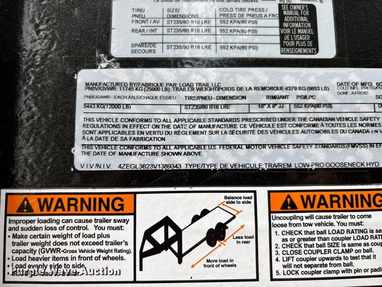 image for item FC1997 2027 Load Trail hydraulic tail equipment trailer