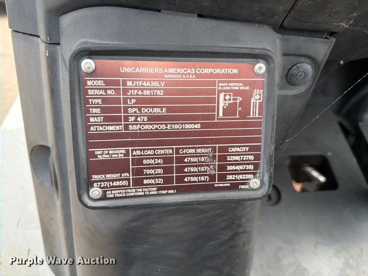 image for item FC3255 2017 UniCarriers PF80YLP forklift