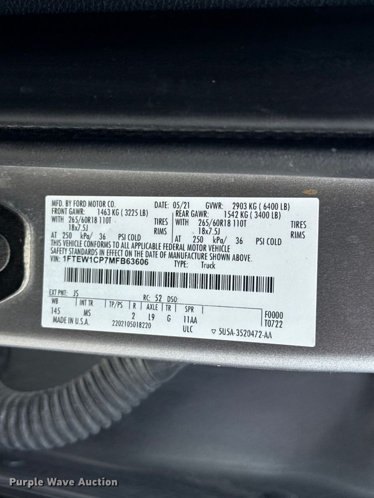 image for item FC4018 2021 Ford  F150 Crew Cab pickup truck