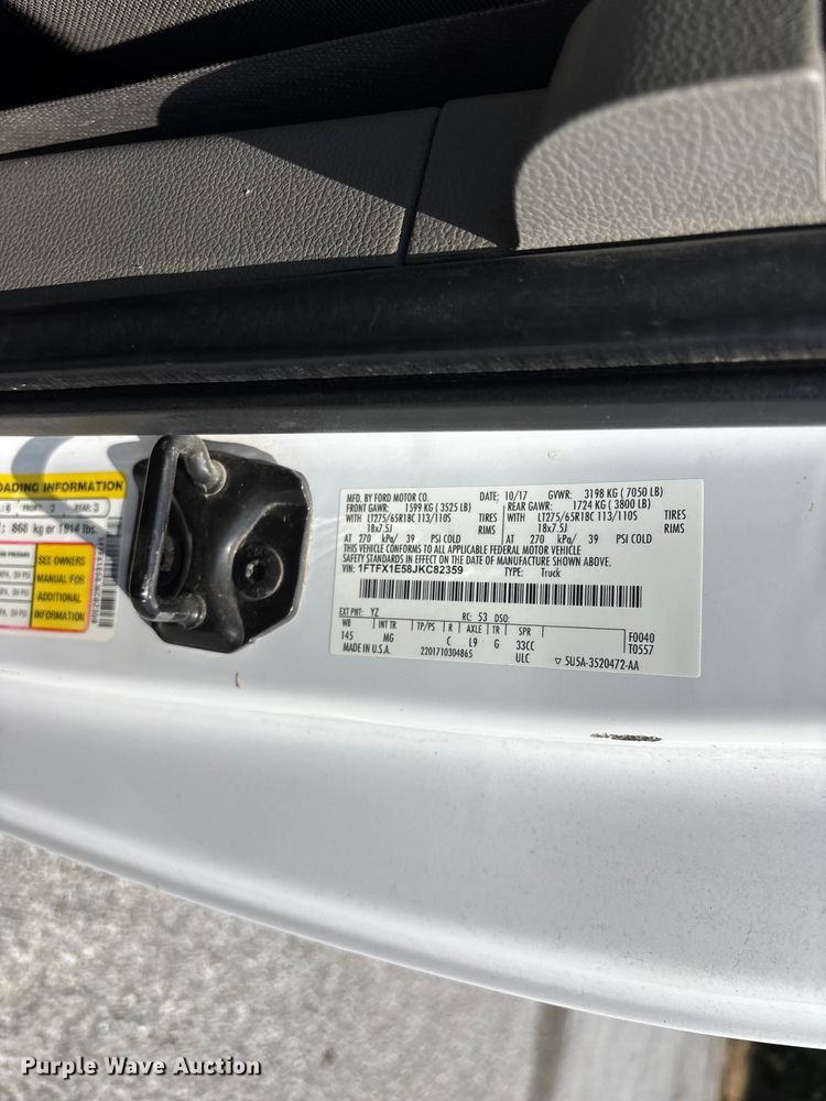 image for item FG0553 2018 Ford F150 Ext. Cab pickup truck