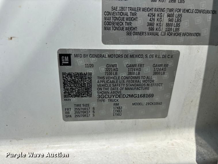 image for item FG0556 2021 Chevrolet Silverado 1500 Crew Cab pickup truck