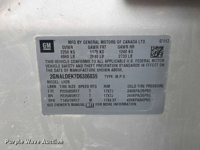 image for item FK3531 2013 Chevrolet Equinox SUV
