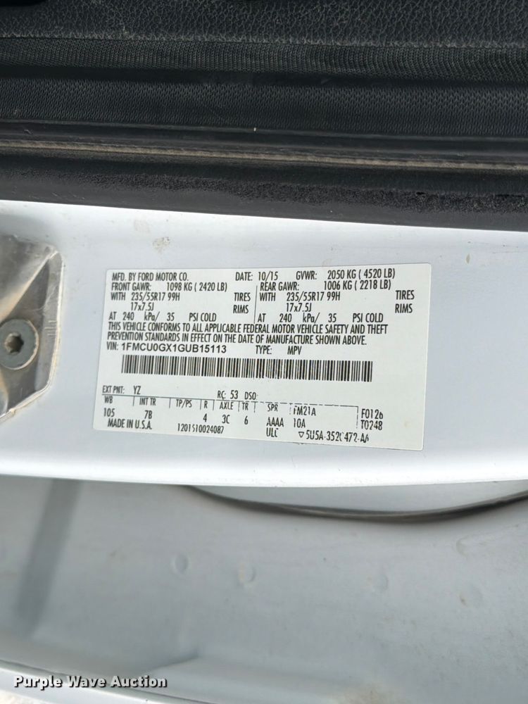 image for item FK3533 2016 Ford Escape SUV