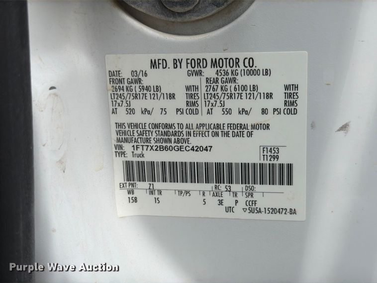 image for item FK3534 2016 Ford F250 Super Duty XL  Ext. Cab pickup truck