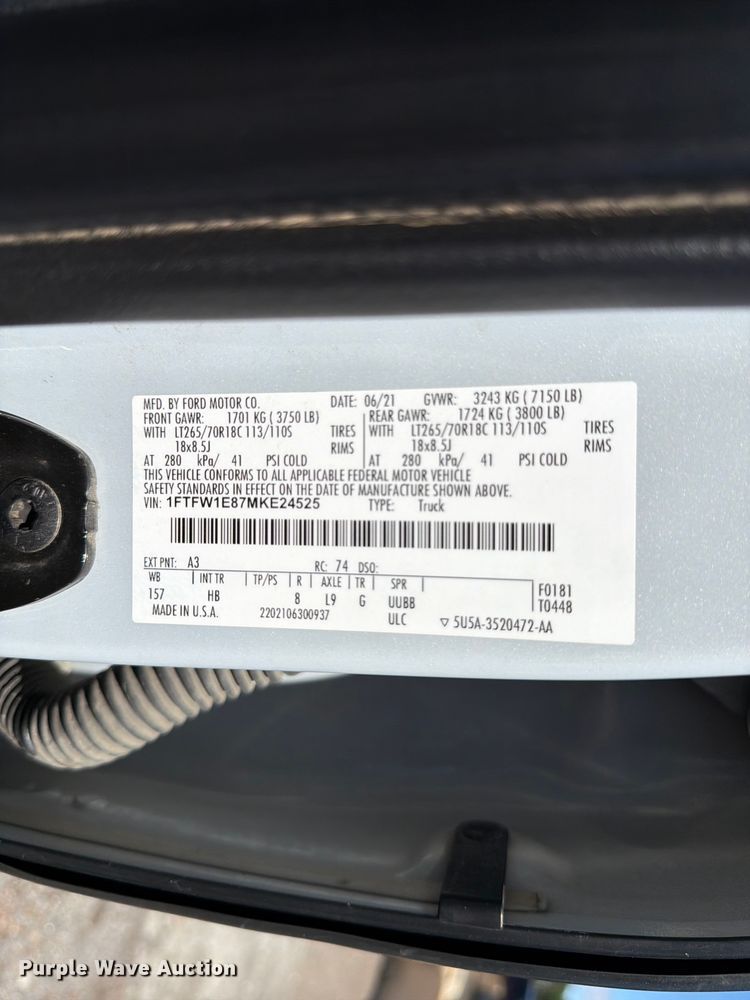 image for item FK4523 2021 Ford F150 Crew Cab pickup truck