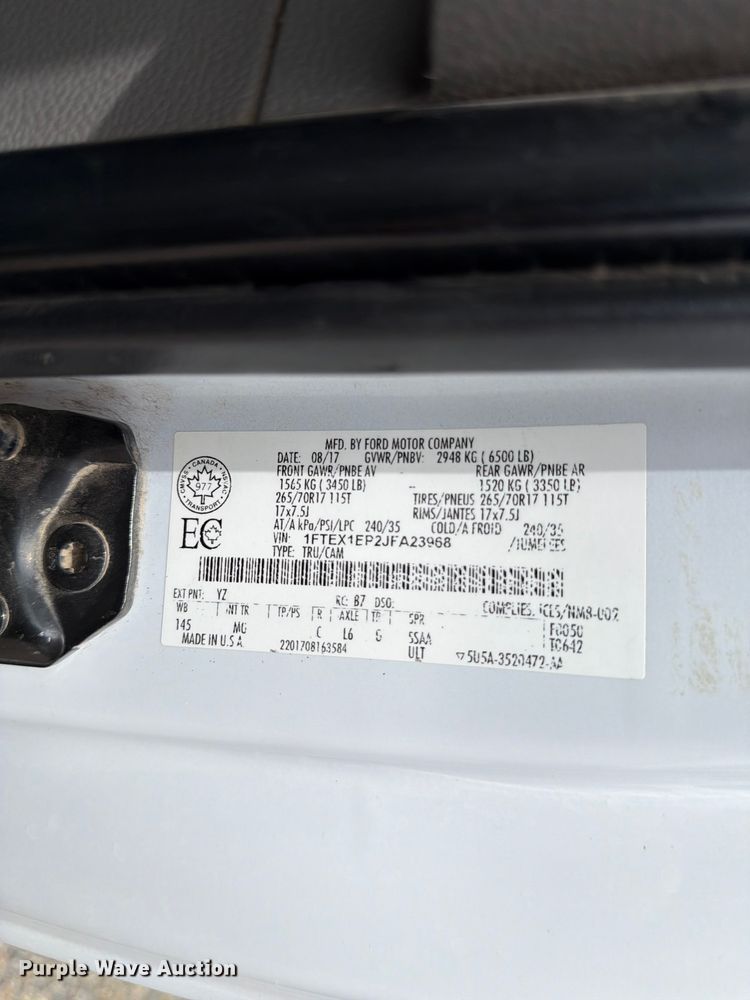 image for item FK4529 2018 Ford F150 Ext. Cab pickup truck