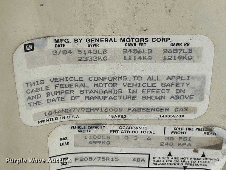 image for item FT6005 1984 Buick Lesabre 