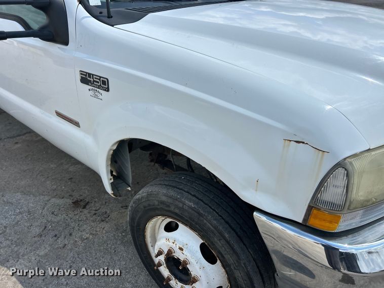 image for item FT6095 2003 Ford F450 Super Duty XL Crew Cab dump flatbed truck