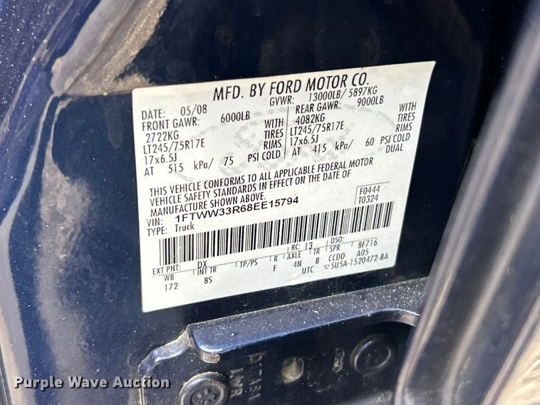 image for item FT6109 2008 Ford F350 Super Duty Lariat Crew Cab pickup truck