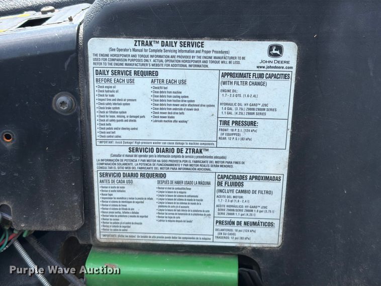 image for item FT6115 John Deere Z950R ZTR lawn mower