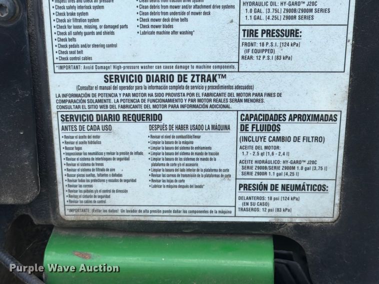 image for item FT6115 John Deere Z950R ZTR lawn mower