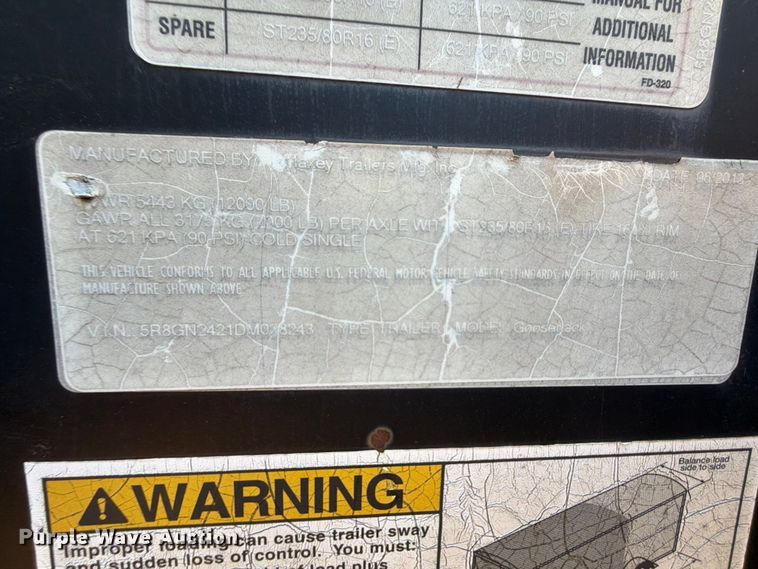 image for item FU1002 2013 Maxey equipment trailer
