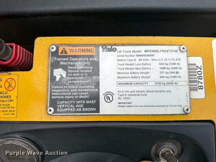 image for item FU4513 2008 Yale MPE060LFN24T2748 pallet jack