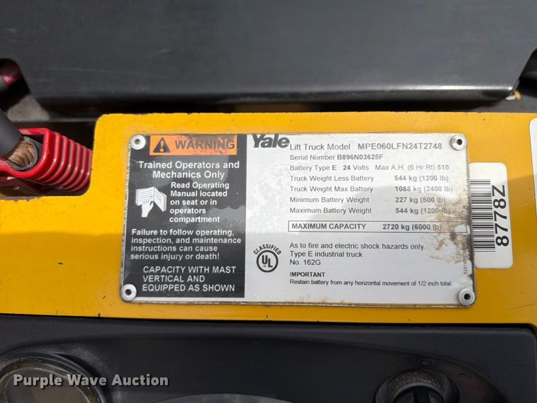 image for item FU4516 2008 Yale MPE060LFN24T2748 pallet jack