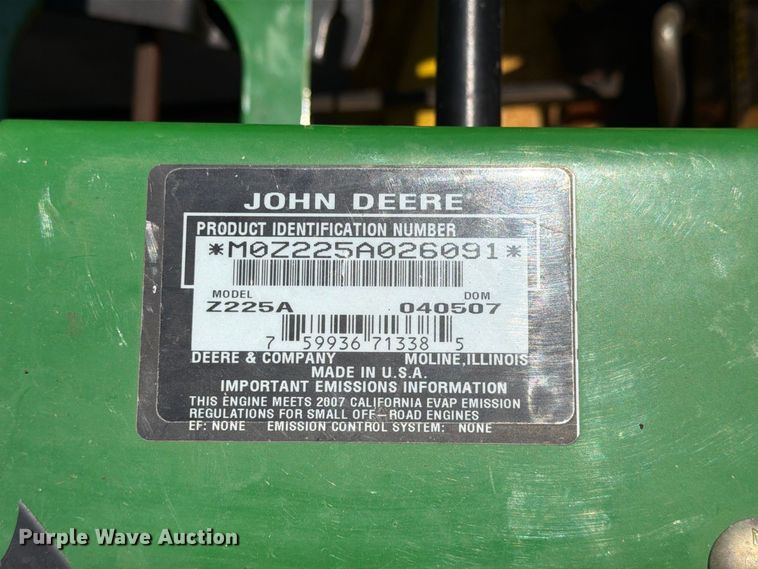 image for item MZ9755 2007 John Deere Z225A EZtrak ZTR lawn mower