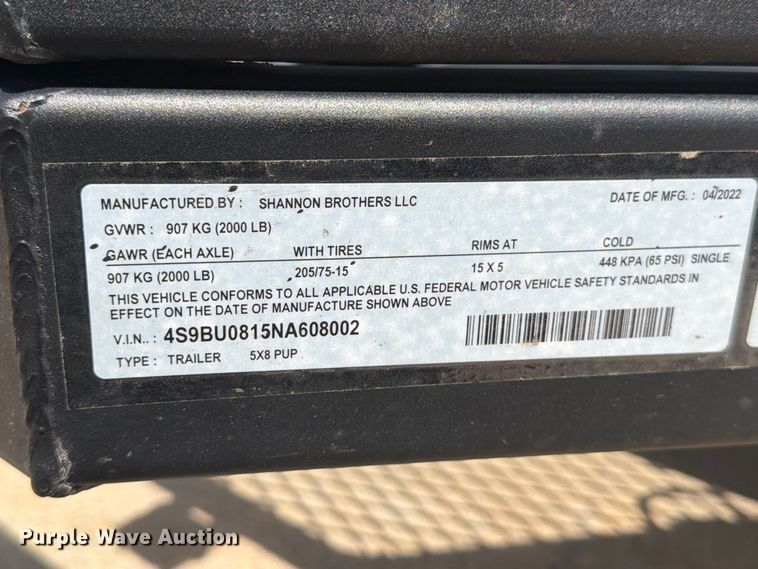 image for item MZ9775 2022 Shannon Brothers lay flat utility trailer