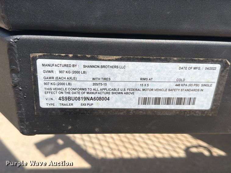 image for item MZ9776 2022 Shannon Brothers lay flat utility trailer