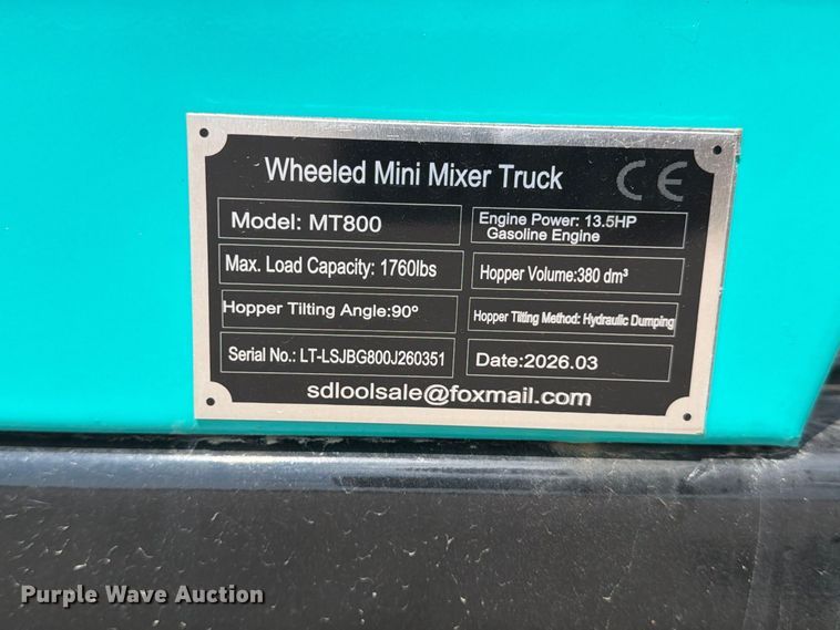 image for item MZ9822 2026 SDLOOL MT800 concrete mixer / buggy