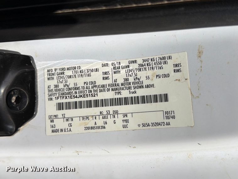 image for item MZ9833 2018 Ford F150 Ext. Cab pickup truck