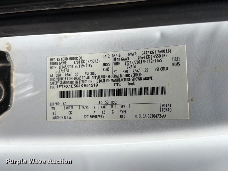 image for item MZ9834 2018 Ford F150 Ext. Cab pickup truck