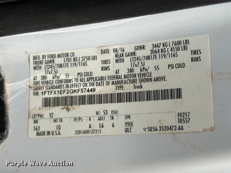 image for item MZ9836 2016 Ford F150 Ext. Cab pickup truck