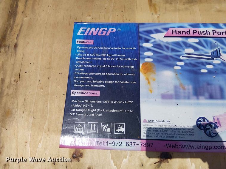 image for item NC9835 (10) EINGP PHT620 hand push electric forklift
