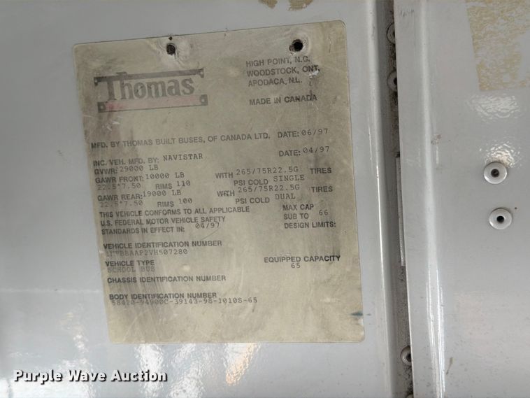 image for item OE9650 1997 International 3800 school bus