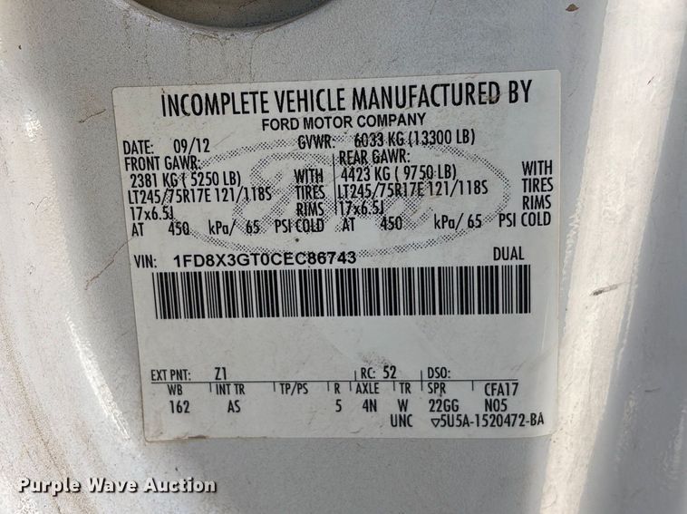 image for item YA3561 2012 Ford F350 Super Duty Ext. Cab flatbed pickup truck