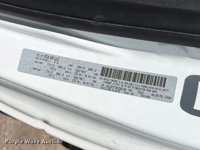 image for item YA3784 2019 RAM 1500 pickup truck