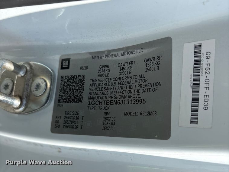 image for item YA3883 2018 Chevrolet Colorado Ext. Cab pickup truck
