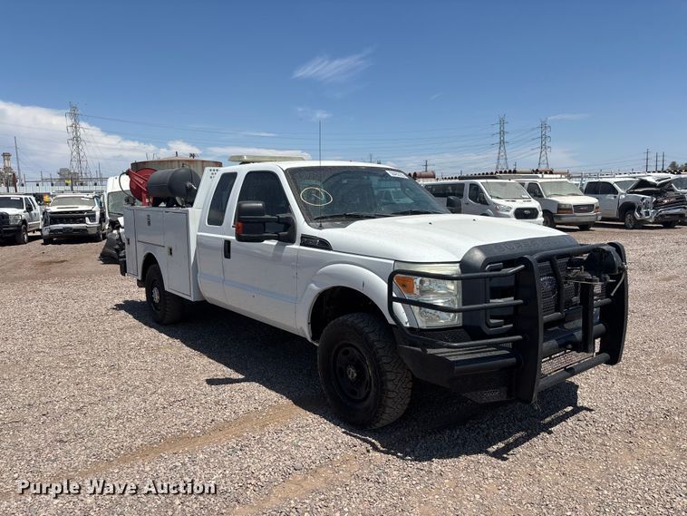 image for item YA3987 2015 Ford F250 Super Duty Ext. Cab utility bed pickup truck