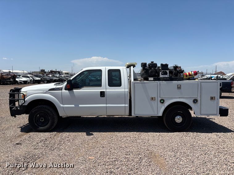 image for item YA3987 2015 Ford F250 Super Duty Ext. Cab utility bed pickup truck