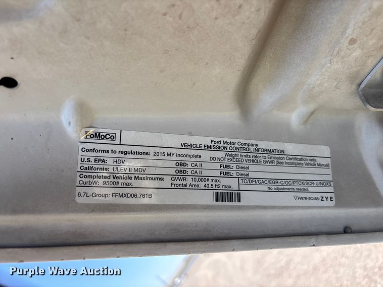 image for item YA3987 2015 Ford F250 Super Duty Ext. Cab utility bed pickup truck