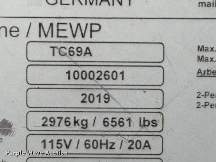 image for item YA3991 2019 Teupen TC69A tracked boom lift