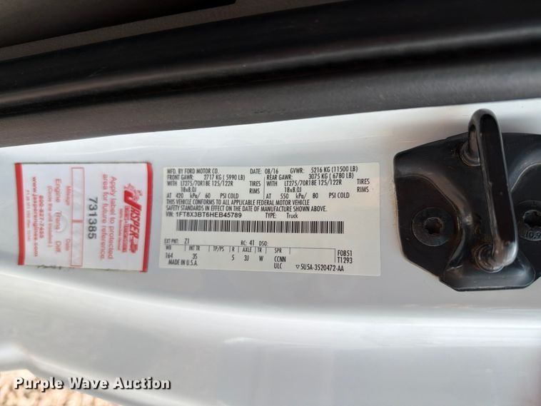 image for item YA4286 2017 Ford F350 Super Duty Ext. Cab pickup truck