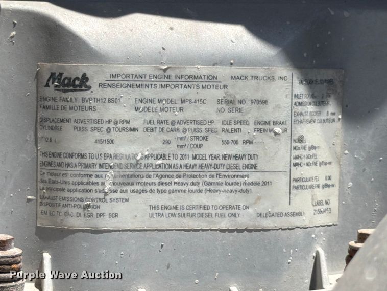 image for item DN6651 2012 Mack Pinnacle CHU613 dump truck