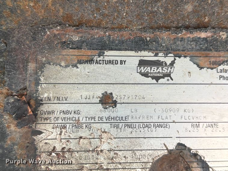 image for item DN6658 2002 Wabash flatbed trailer