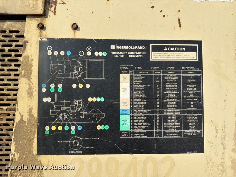 image for item DN6696 1993 Ingersoll Rand SD-100F single drum vibratory roller