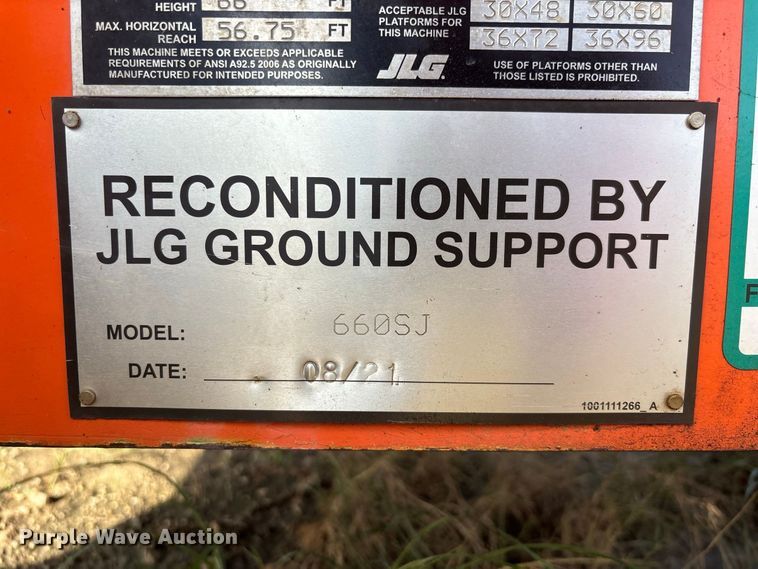 image for item DV7258 2012 JLG 660SJ boom lift
