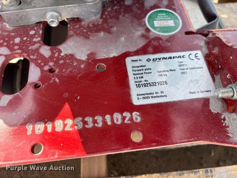 image for item DV7270 2021 Dynapac DFP11 plate compactor