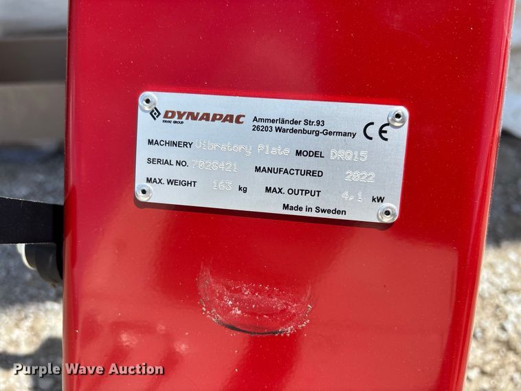 image for item DV7283 2022 Dynapac DRQ15 plate compactor