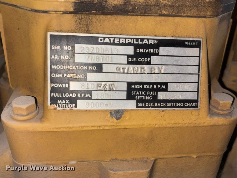 image for item DZ4493 1981 Caterpillar 3508 generator trailer