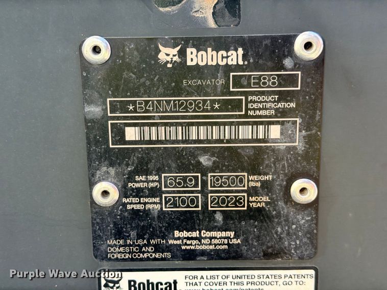 image for item ED5451 2023 Bobcat E88 R2-Series mini excavator