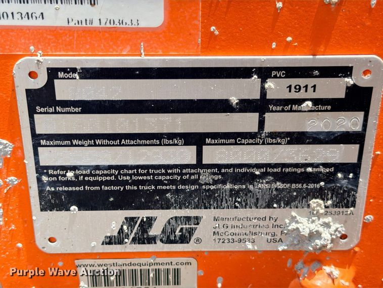 image for item ED5456 2020 JLG SkyTrak 8042 telehandler