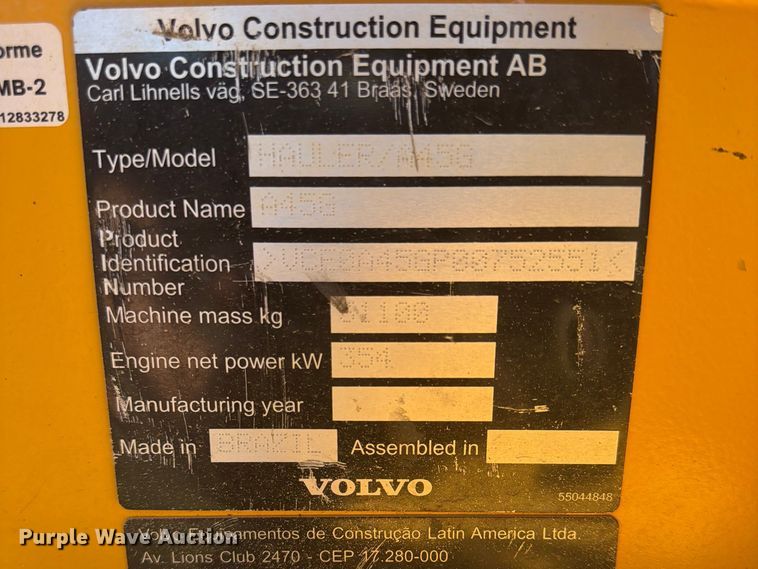 image for item ED6499 2024 Volvo A45G articulated haul truck