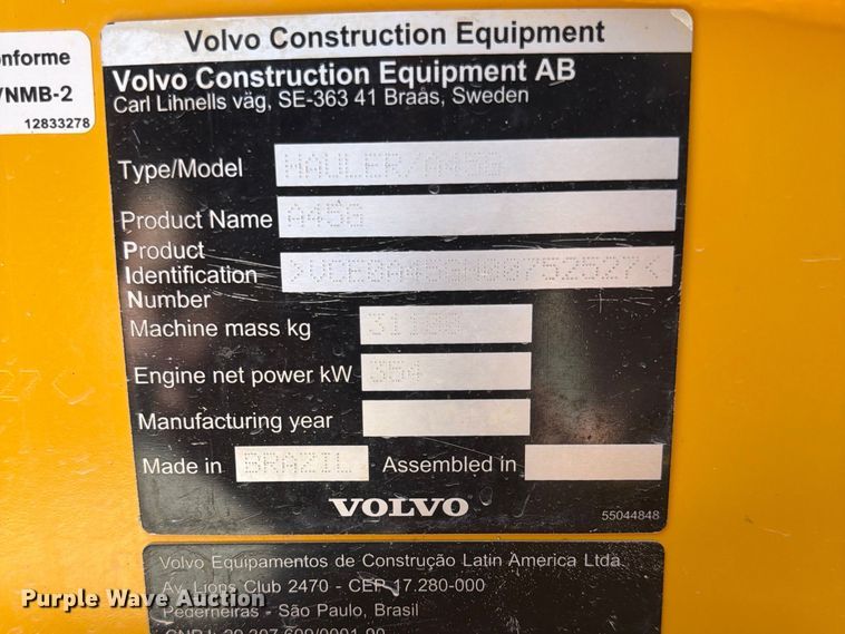 image for item ED6505 2024 Volvo A45G articulated haul truck